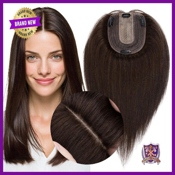 Real Human Hair Topper 10x12cm Silk Base Clip-In 130% Density 10 Inch main image 7